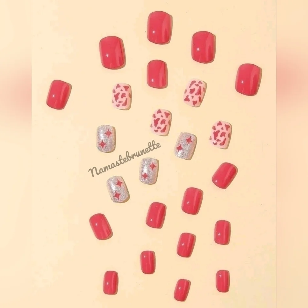 2/$16 Pink Stars Press On Nails